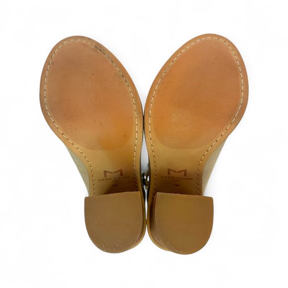 Marc Fisher Women's Vashi Ankle Strap Heels 7 Beige Tan Neutral Suede Sandals - Picture 8 of 11